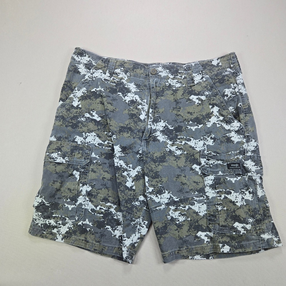 Wrangler Cargo‎ Shorts Relaxed Fit Digital Camo Grey Green Mens 36x10